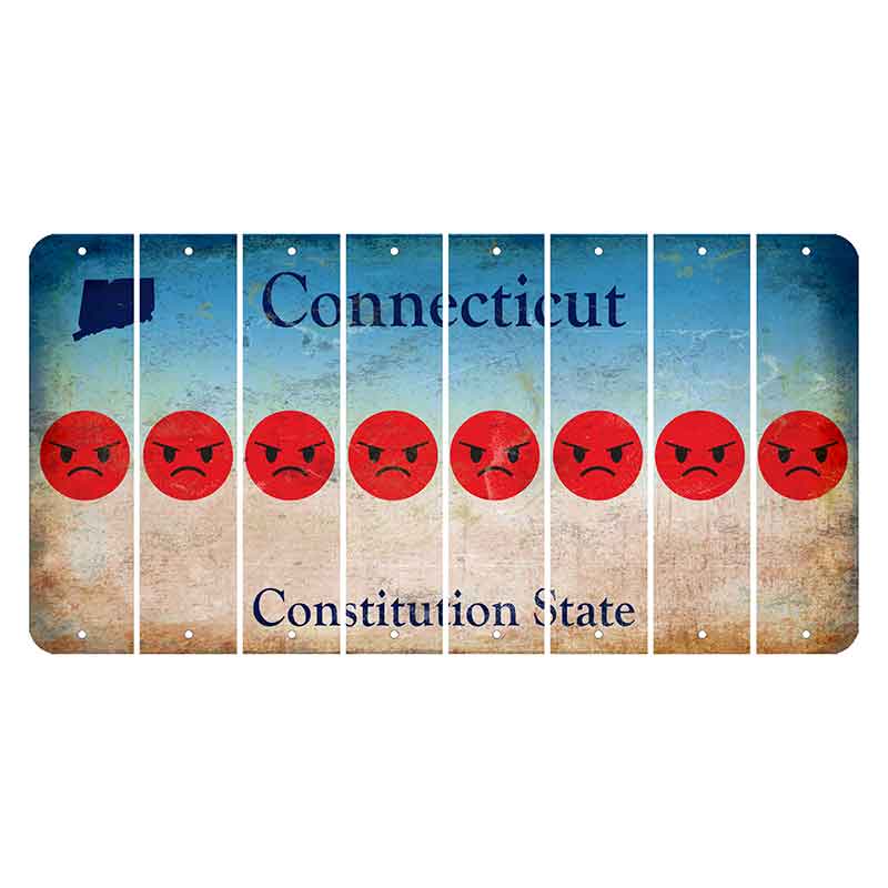 Connecticut Constitution State Cut License Plate Strips (Set of 8) Emoji - Angry