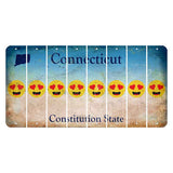 Connecticut Constitution State Cut License Plate Strips (Set of 8) Emoji - Heart Eyes