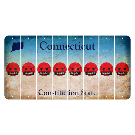 Connecticut Constitution State Cut License Plate Strips (Set of 8) Emoji - Pissed