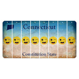 Connecticut Constitution State Cut License Plate Strips (Set of 8) Emoji - Winking