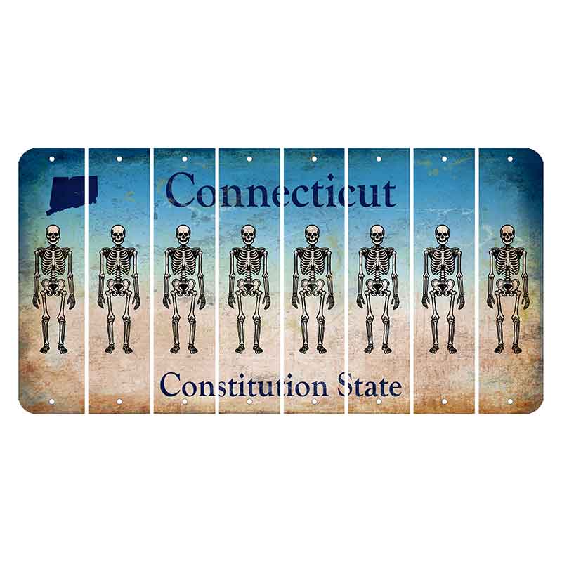 Connecticut Constitution State Cut License Plate Strips (Set of 8) Skeleton