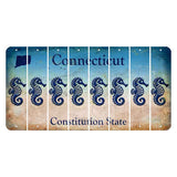 Connecticut Constitution State Cut License Plate Strips (Set of 8) Seahorse