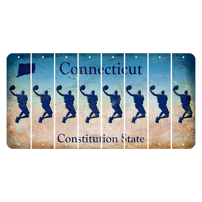 Connecticut Constitution State Cut License Plate Strips (Set of 8) Basketball Player
