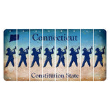 Connecticut Constitution State Cut License Plate Strips (Set of 8) Fireman with Axe