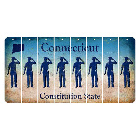 Connecticut Constitution State Cut License Plate Strips (Set of 8) Police Officer