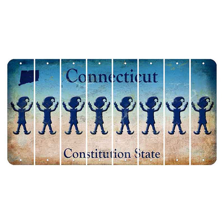 Connecticut Constitution State Cut License Plate Strips (Set of 8) Elf
