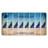 Connecticut Constitution State Cut License Plate Strips (Set of 8) Howling Wolf