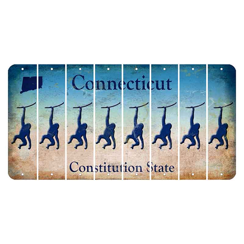 Connecticut Constitution State Cut License Plate Strips (Set of 8) Monkey