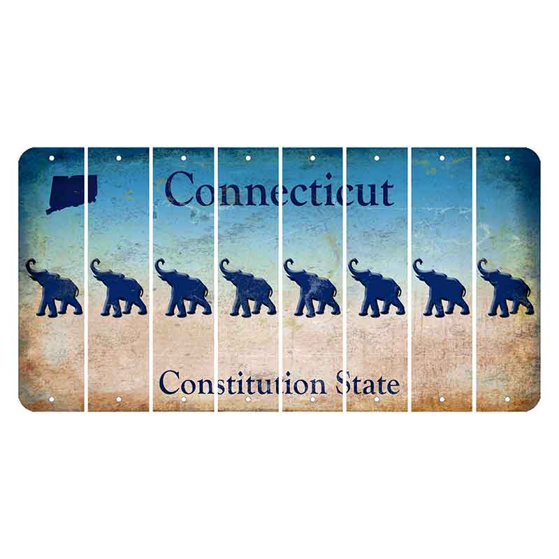 Connecticut Constitution State Cut License Plate Strips (Set of 8) Elephant