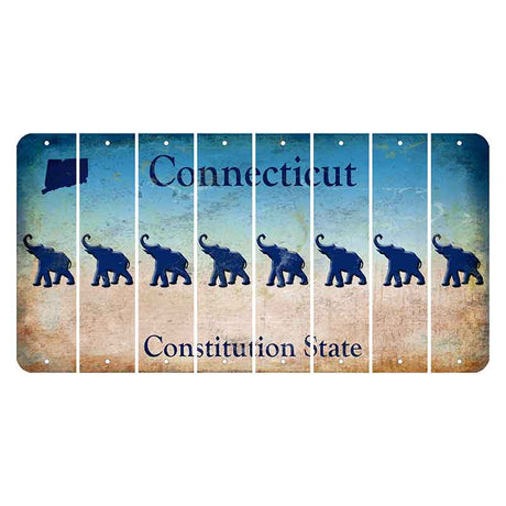Connecticut Constitution State Cut License Plate Strips (Set of 8) Elephant