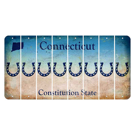 Connecticut Constitution State Cut License Plate Strips (Set of 8) Horseshoe