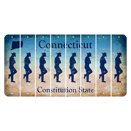 Connecticut Constitution State Cut License Plate Strips (Set of 8) Cowboy - Leaning
