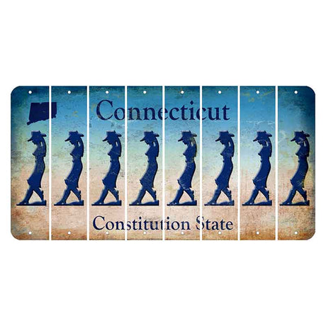 Connecticut Constitution State Cut License Plate Strips (Set of 8) Cowgirl - Leaning