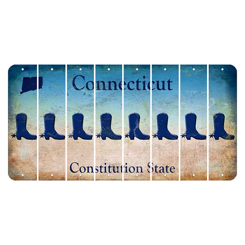 Connecticut Constitution State Cut License Plate Strips (Set of 8) Cowboy Boot