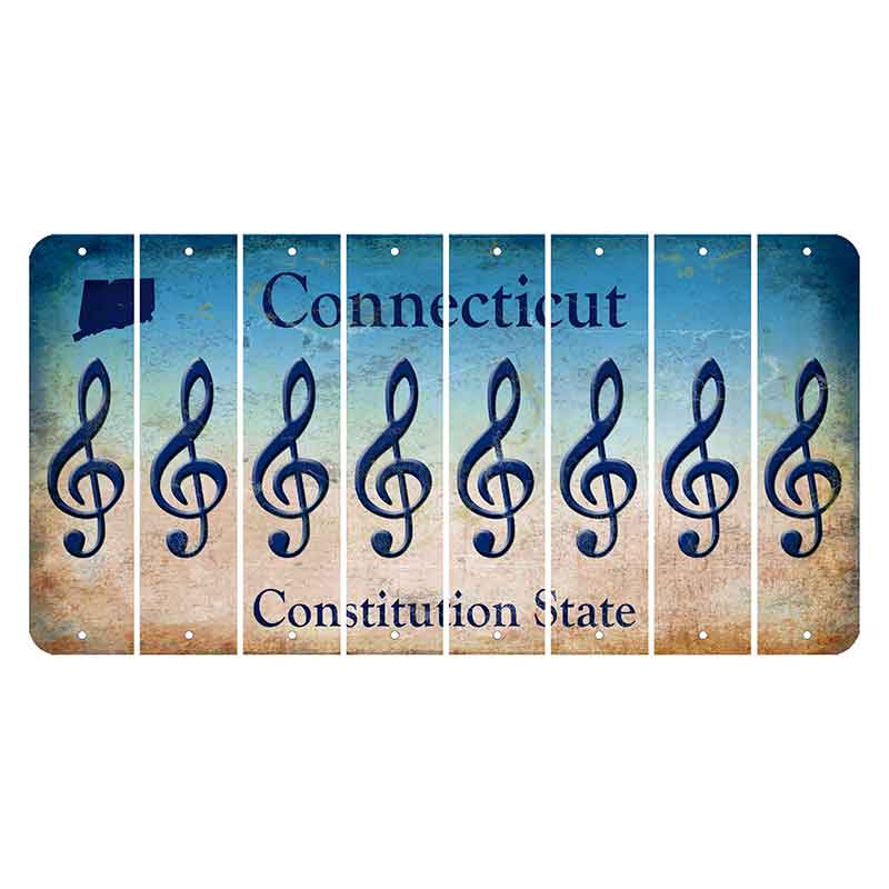 Connecticut Constitution State Cut License Plate Strips (Set of 8) Music Note