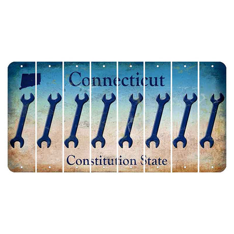 Connecticut Constitution State Cut License Plate Strips (Set of 8) Wrench
