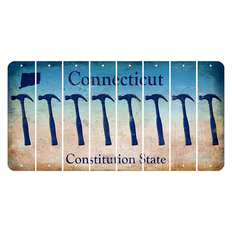 Connecticut Constitution State Cut License Plate Strips (Set of 8) Hammer