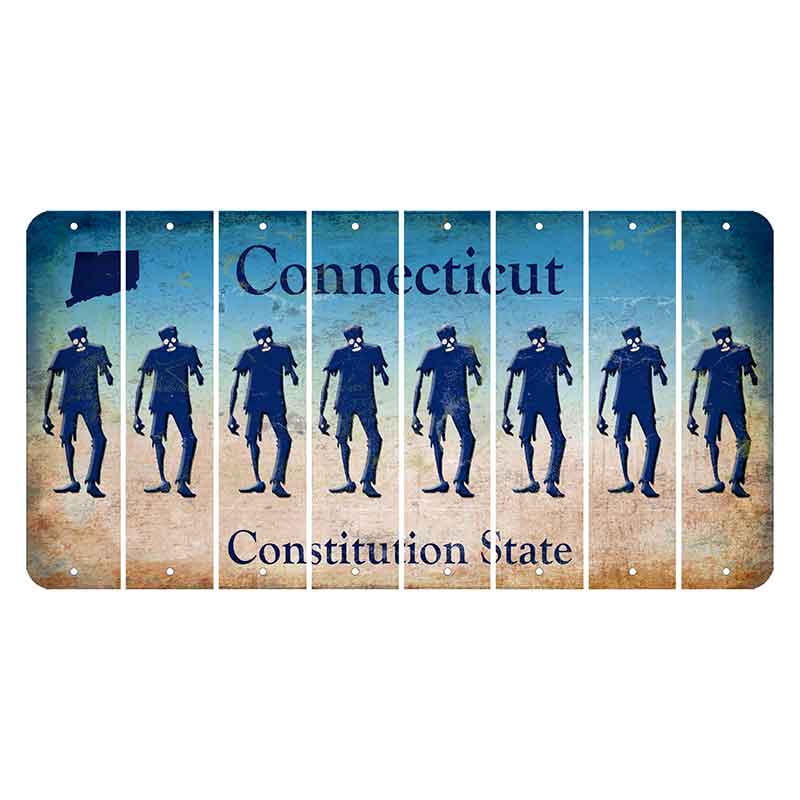 Connecticut Constitution State Cut License Plate Strips (Set of 8) Zombie
