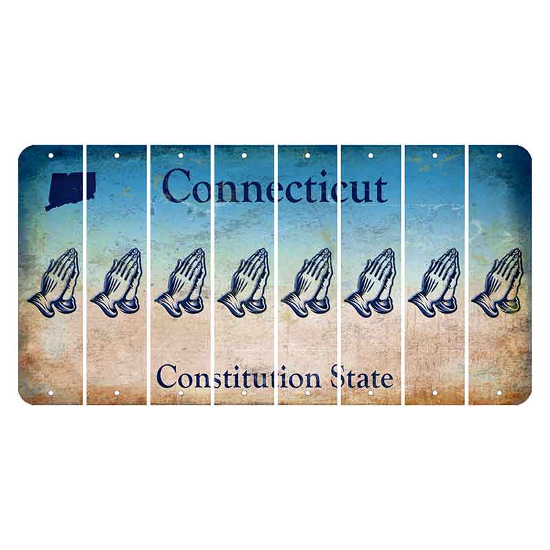 Connecticut Constitution State Cut License Plate Strips (Set of 8) Praying Hands