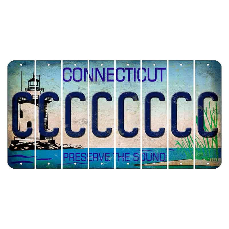 Connecticut Preserve the Sound Cut License Plate Strips (Set of 8) C