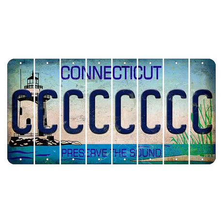 Connecticut Preserve the Sound Cut License Plate Strips (Set of 8) C