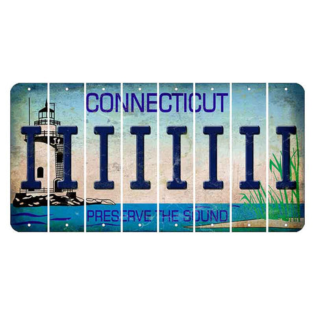 Connecticut Preserve the Sound Cut License Plate Strips (Set of 8) I