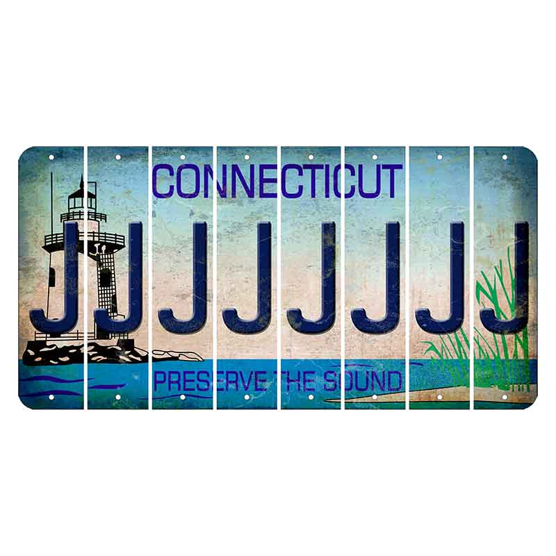 Connecticut Preserve the Sound Cut License Plate Strips (Set of 8) J