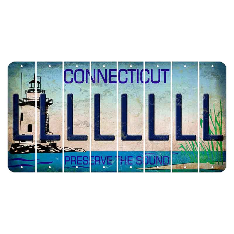Connecticut Preserve the Sound Cut License Plate Strips (Set of 8) L