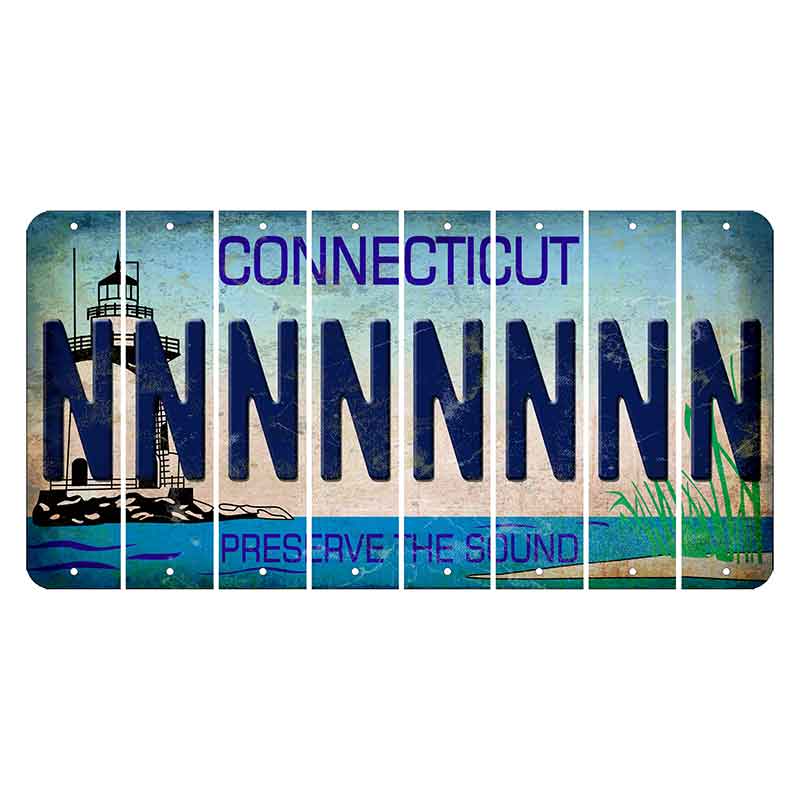Connecticut Preserve the Sound Cut License Plate Strips (Set of 8) N