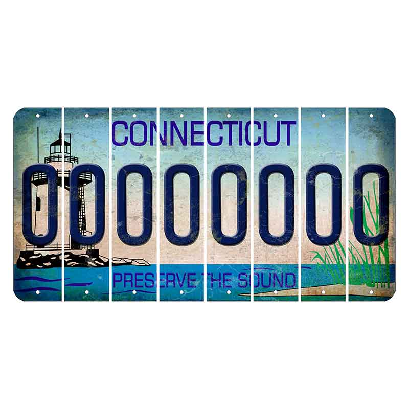 Connecticut Preserve the Sound Cut License Plate Strips (Set of 8) O