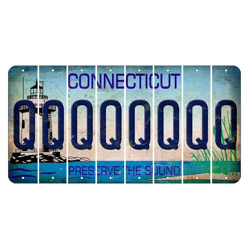 Connecticut Preserve the Sound Cut License Plate Strips (Set of 8) Q