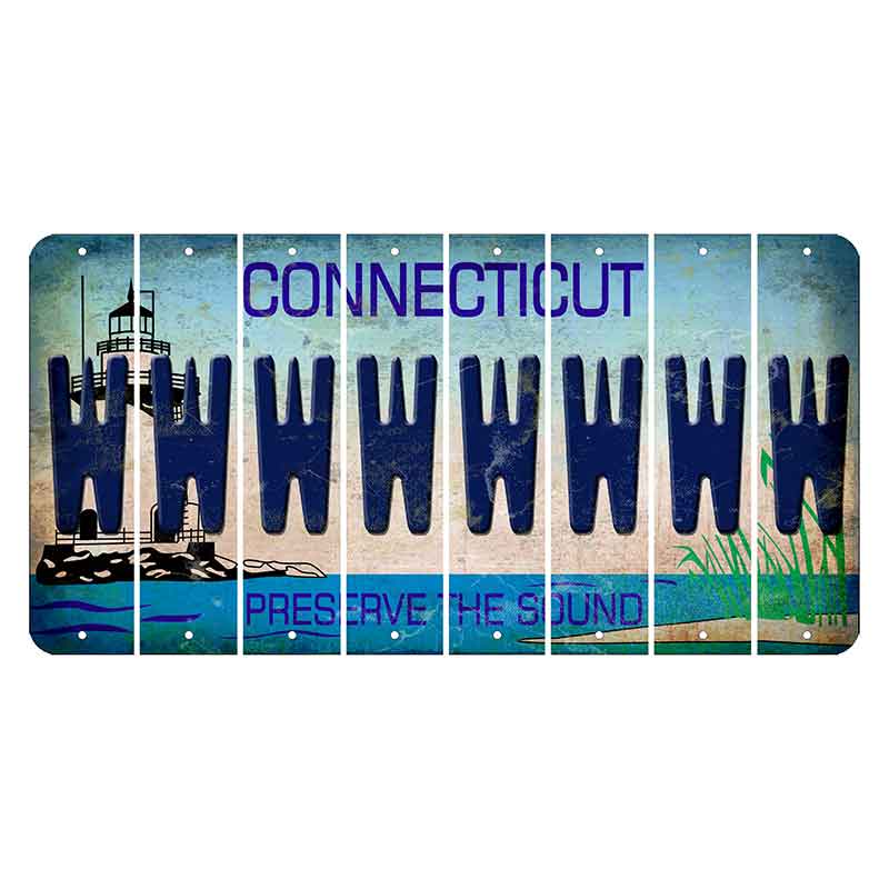 Connecticut Preserve the Sound Cut License Plate Strips (Set of 8) W