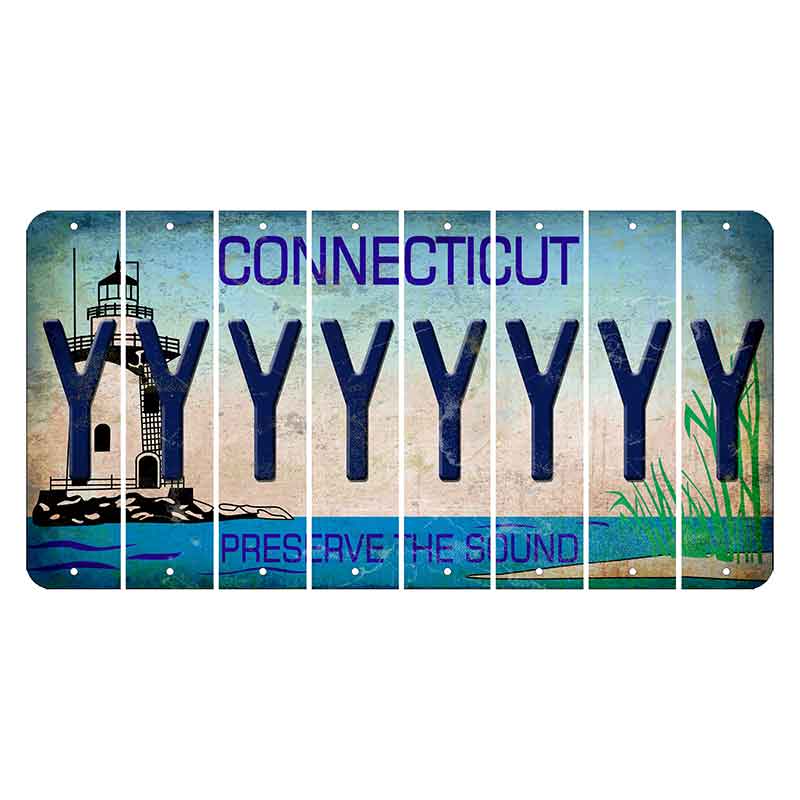 Connecticut Preserve the Sound Cut License Plate Strips (Set of 8) Y