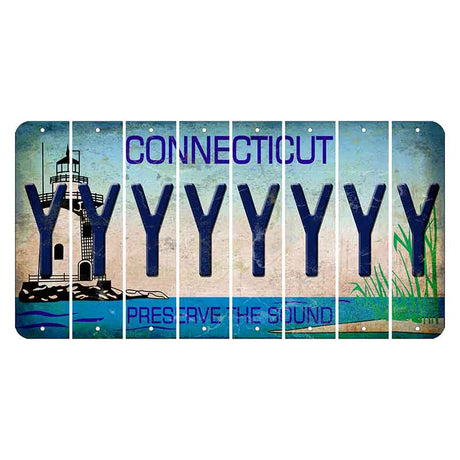 Connecticut Preserve the Sound Cut License Plate Strips (Set of 8) Y