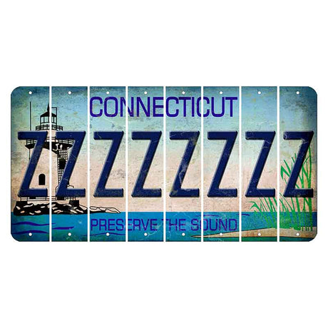 Connecticut Preserve the Sound Cut License Plate Strips (Set of 8) Z