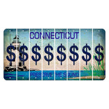 Connecticut Preserve the Sound Cut License Plate Strips (Set of 8) Dollar Sign
