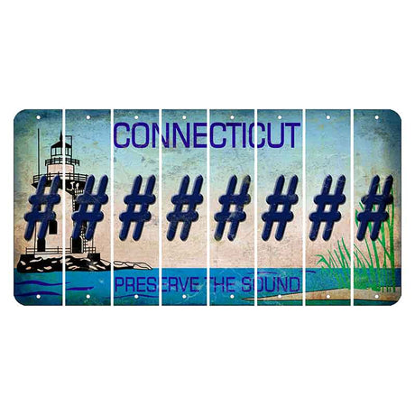 Connecticut Preserve the Sound Cut License Plate Strips (Set of 8) Hashtag
