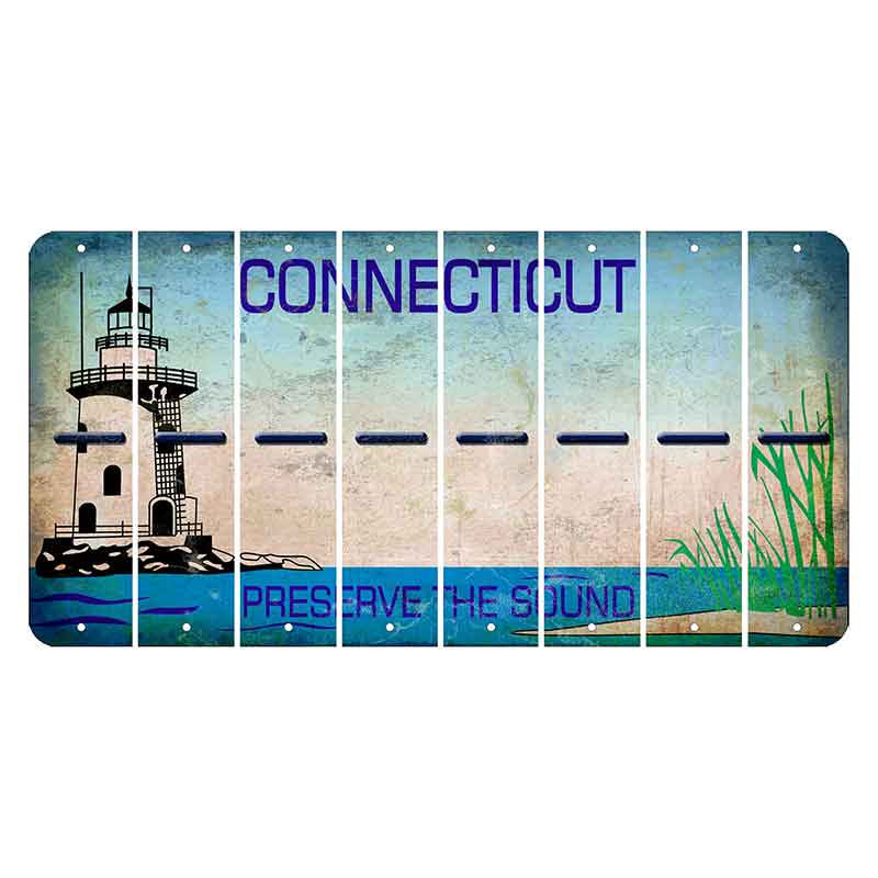 Connecticut Preserve the Sound Cut License Plate Strips (Set of 8) Hyphen