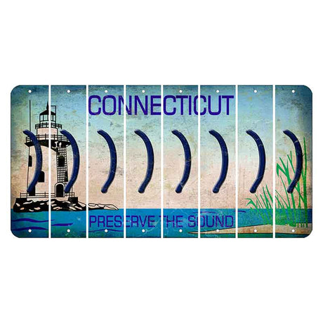 Connecticut Preserve the Sound Cut License Plate Strips (Set of 8) Parenthesis - Right
