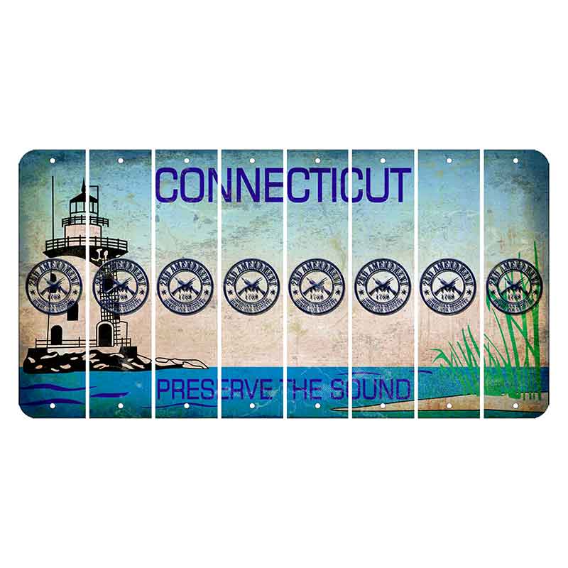 Connecticut Preserve the Sound Cut License Plate Strips (Set of 8) 2nd Amendment