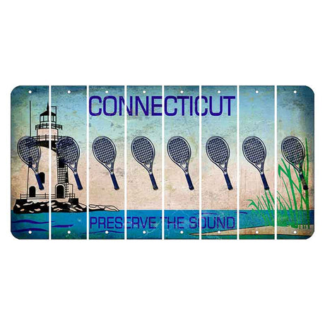 Connecticut Preserve the Sound Cut License Plate Strips (Set of 8) Tennis Racket