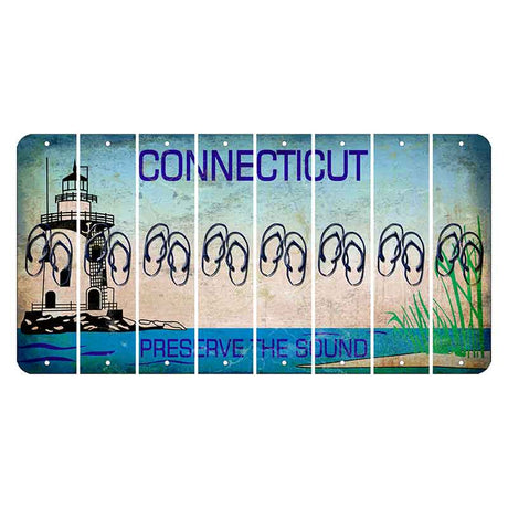 Connecticut Preserve the Sound Cut License Plate Strips (Set of 8) Flip Flops