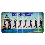 Connecticut Preserve the Sound Cut License Plate Strips (Set of 8) Male Golfer