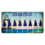 Connecticut Preserve the Sound Cut License Plate Strips (Set of 8) Pine Tree