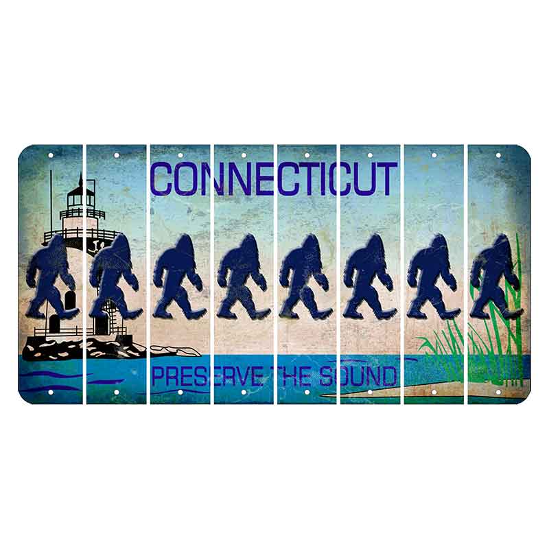 Connecticut Preserve the Sound Cut License Plate Strips (Set of 8) Bigfoot