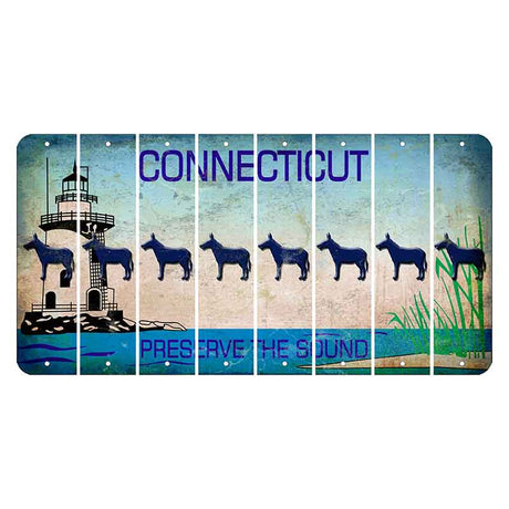 Connecticut Preserve the Sound Cut License Plate Strips (Set of 8) Donkey