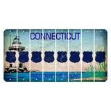 Connecticut Preserve the Sound Cut License Plate Strips (Set of 8) Police Badge