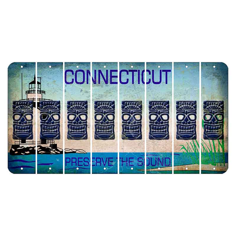 Connecticut Preserve the Sound Cut License Plate Strips (Set of 8) Tiki