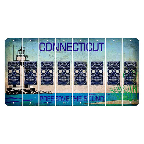 Connecticut Preserve the Sound Cut License Plate Strips (Set of 8) Tiki