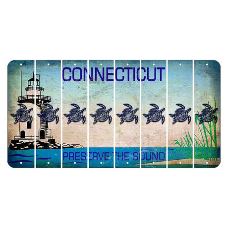 Connecticut Preserve the Sound Cut License Plate Strips (Set of 8) Sea Turtle
